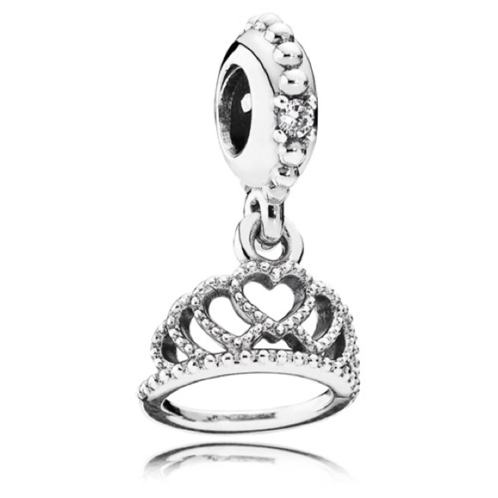 Genuine Retired PANDORA Hearts Tiara Dangle Charm; 791738CZ